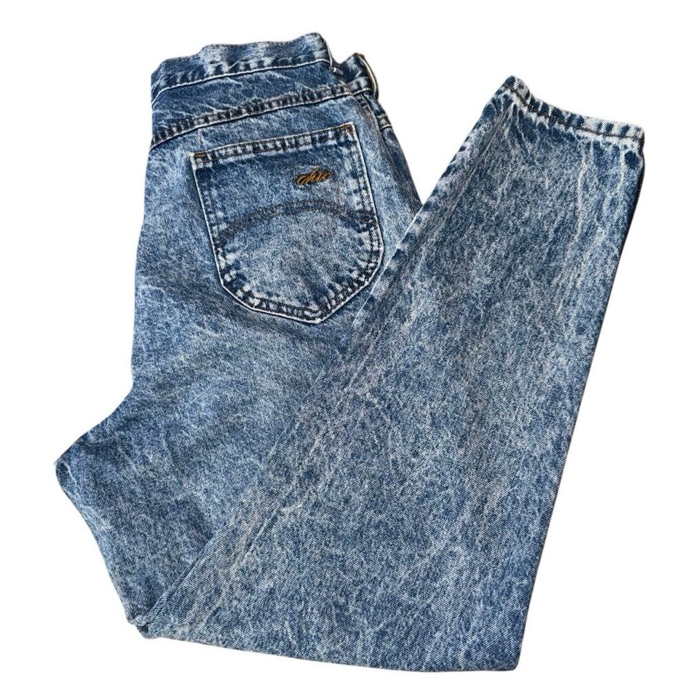 Chic VTG High Rise Straight Leg Jeans 12 Acid Wash Made USA 100% Cotton Denim